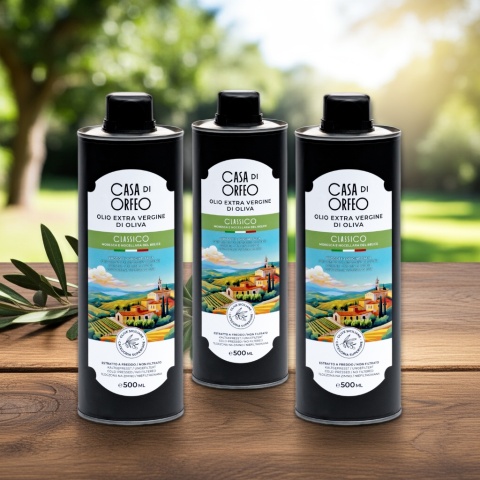 Oliwa Extra Vergine Casa di Orfeo 500 ml Sycylia, Włochy, minimalny zakup 4 puszki Oliwa Extra Vergine Casa di Orfeo 500 ml Sycylia, Włochy, minimalny zakup 4 puszki