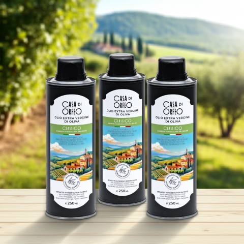 Oliwa Extra Vergine Casa di Orfeo Sycylia 250 ml, Włochy, minimalny zakup 6 puszek Oliwa Extra Vergine Casa di Orfeo Sycylia 250 ml, Włochy, minimalny zakup 6 puszek