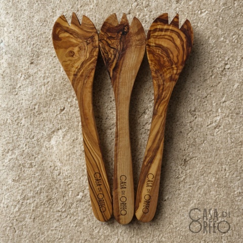 Łyżko-widelec z drewna oliwnego 30cm