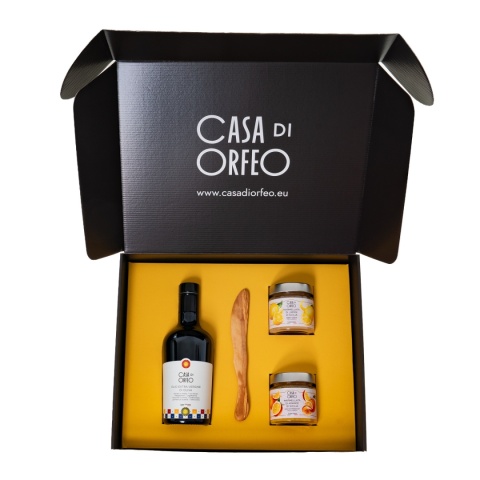 Buon Apetito - oliwa EVO + dżemy z pomarańczy i cytryny oraz oliwny nożyk
