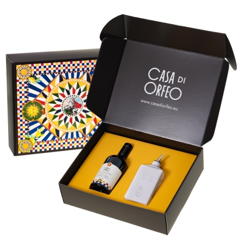 Włoski prezent - oliwa EVO + oliera Lattina Bianco 300 ml