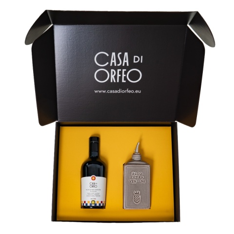 Włoski prezent - oliwa EVO + oliera Lattina Argilla 300 ml