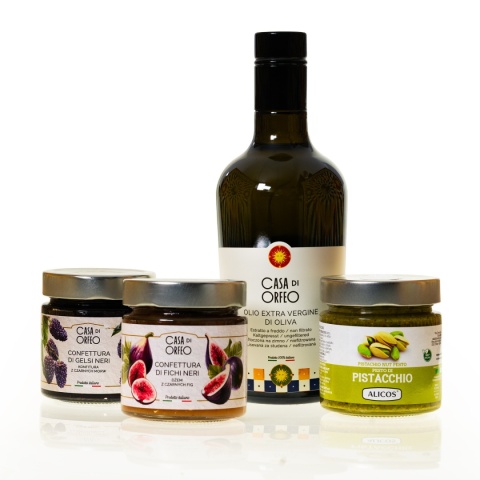 Sycylijski Ogród - oliwa EVO + konfitury z fig, morwy i pesto pistacjowe